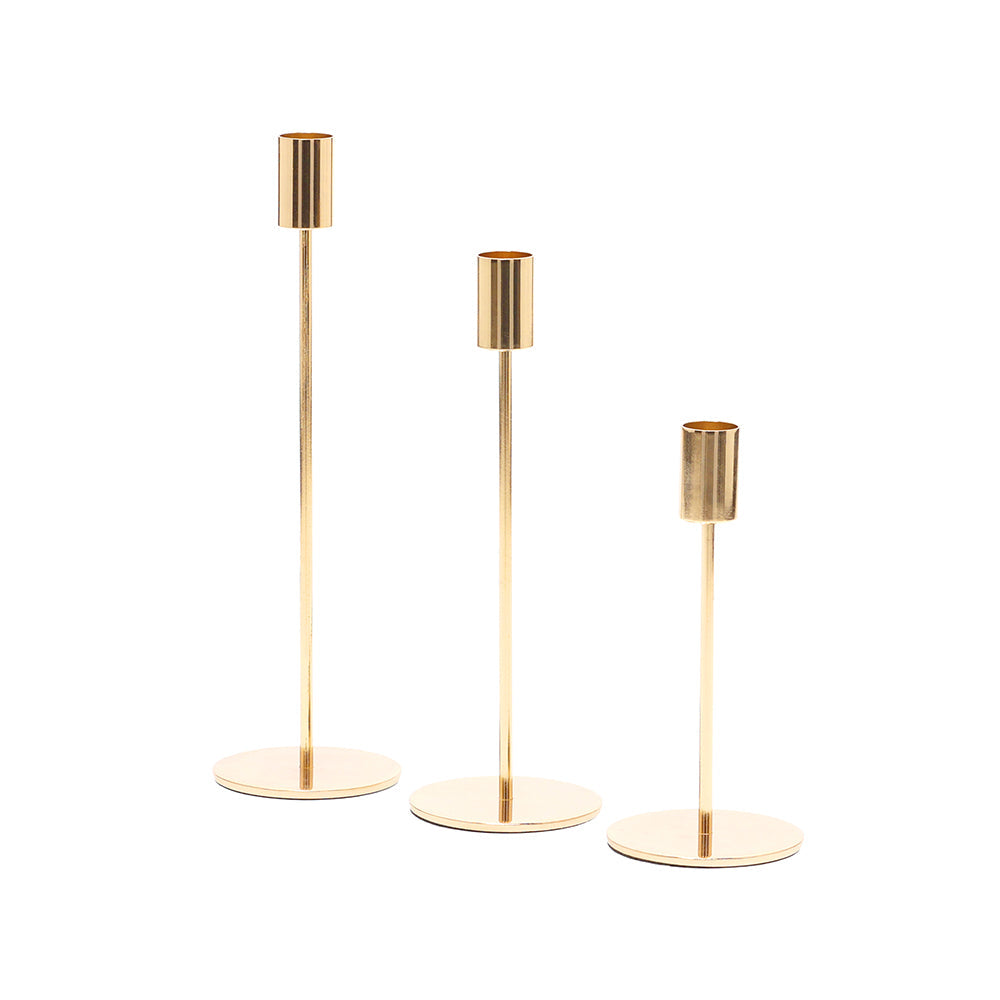 Conjunto de Castiçais Minimal Gold – 3 Peças