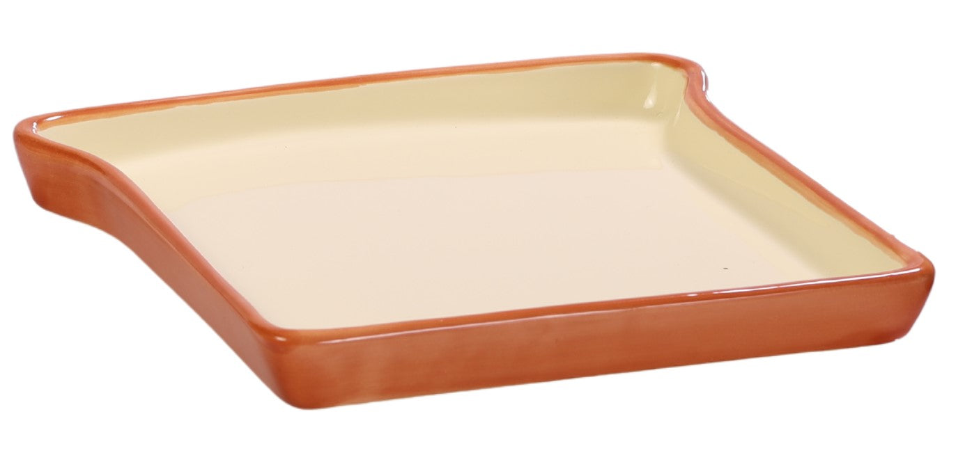 Prato Decorativo em Cerâmica Formato Torrada – 17x19 cm
