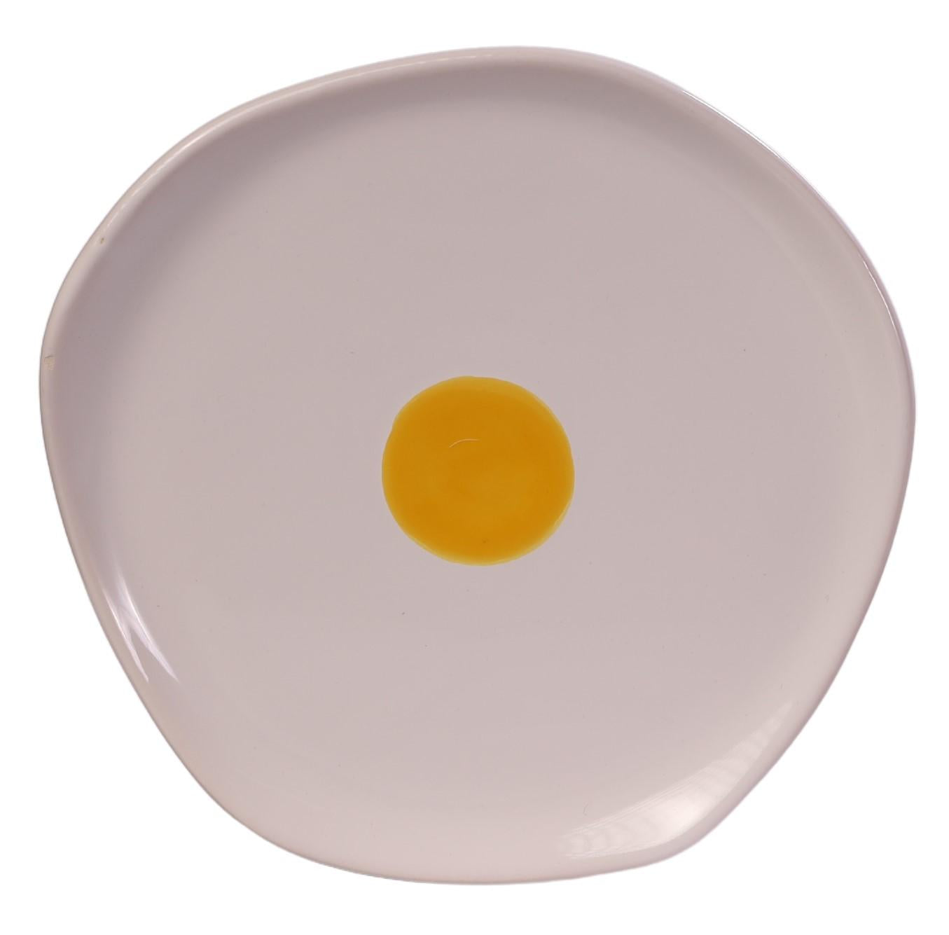 Prato Cerâmica Orgânico Sobremesa Egg – 23 cm