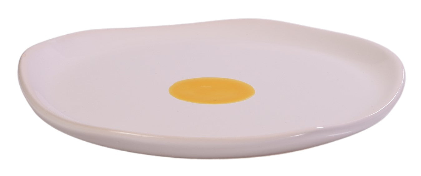 Prato Cerâmica Orgânico Sobremesa Egg – 23 cm