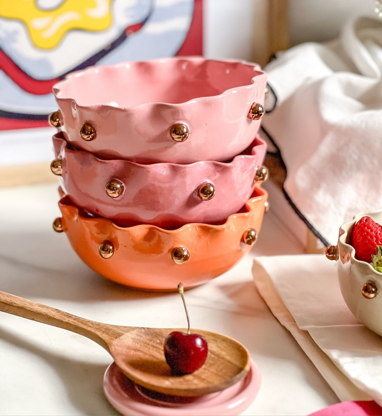Bowl Bruxelas Rosa com Ouro