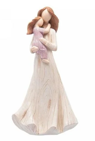 Escultura em Resina Mãe e Filha 13x10x24,5 cm