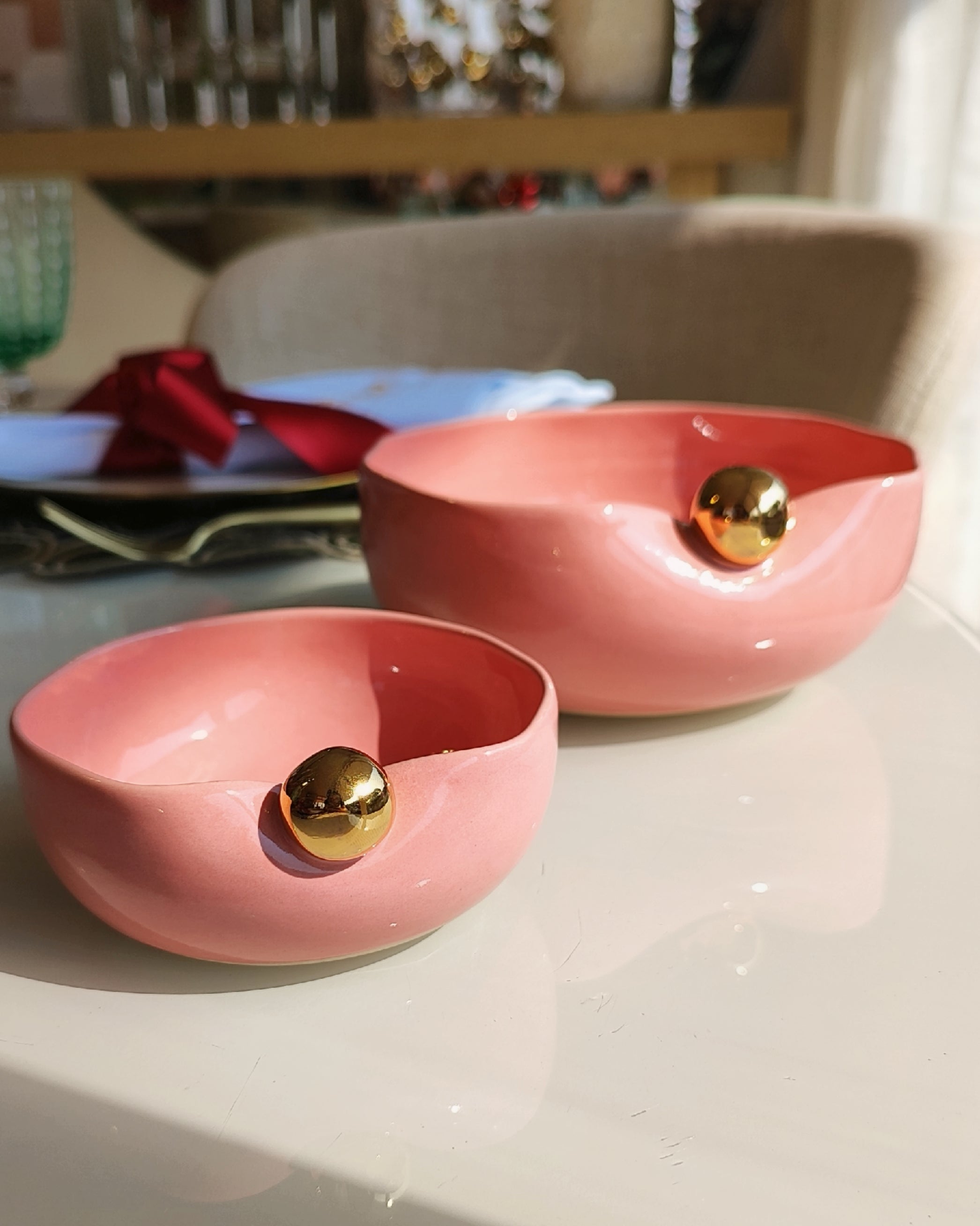 Bowl Nina Cerâmica  com Ouro Rosa
